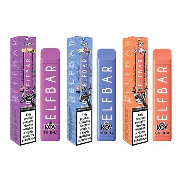 20mg Elf Bar Shisha Range Disposable Vape Pod 600 Puffs 3 FOR £12